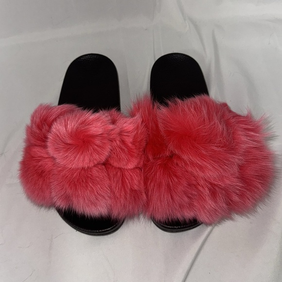 Women's Real Fox Furry Fur Slides, Open-Toe Cute Fur Sandals M3 - Picture 4 of 9